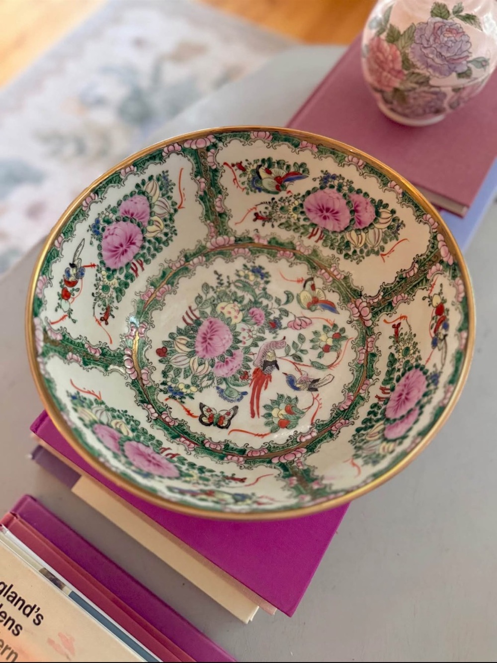 Vintage Rose Canton Bowl
